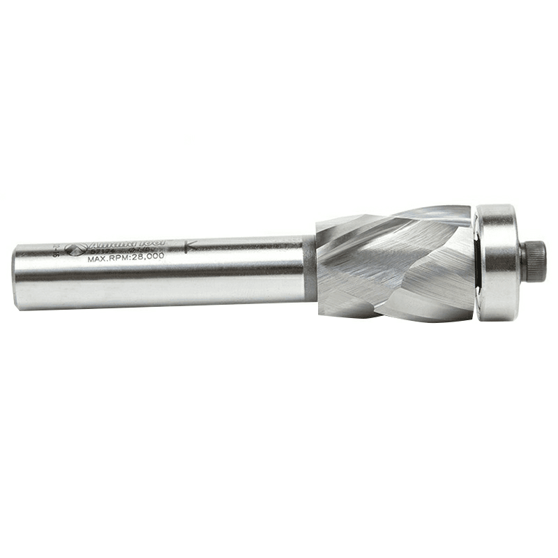 22mm x 3-15/16" Spiral Flush Trim Compression Bit with Lower Ball Bearing, 2-Flute, 1/2" Shank - Alt Image 1