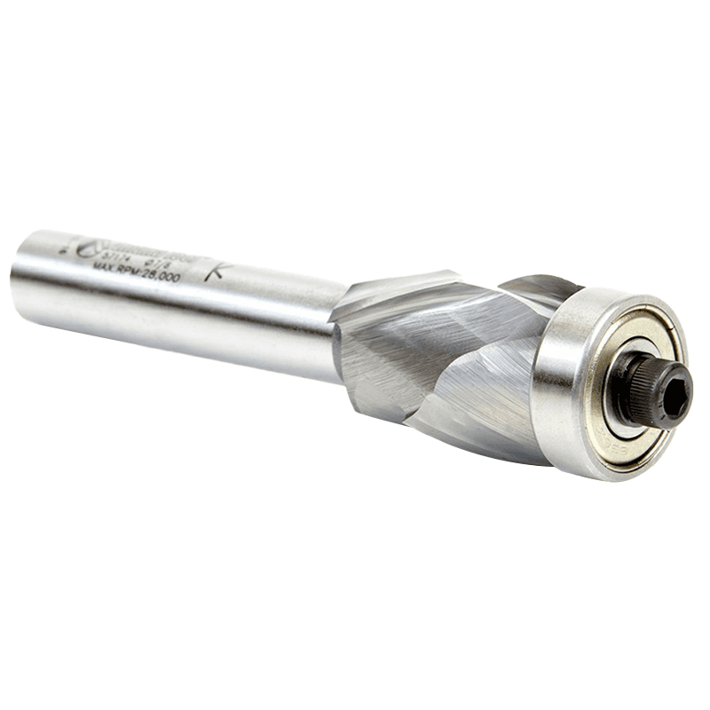 22mm x 3-15/16" Spiral Flush Trim Compression Bit with Lower Ball Bearing, 2-Flute, 1/2" Shank - Alt Image 2