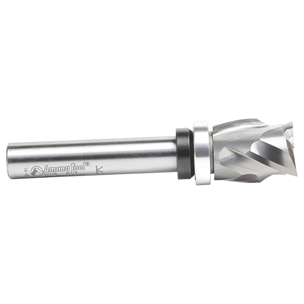 7/8" x 1-9/64" Solid Carbide (Brazed To Steel Shank) Spiral Pattern/Plunge Compression Bit, 1/2" Shank with Upper Ball Bearing Alt 2 - Image