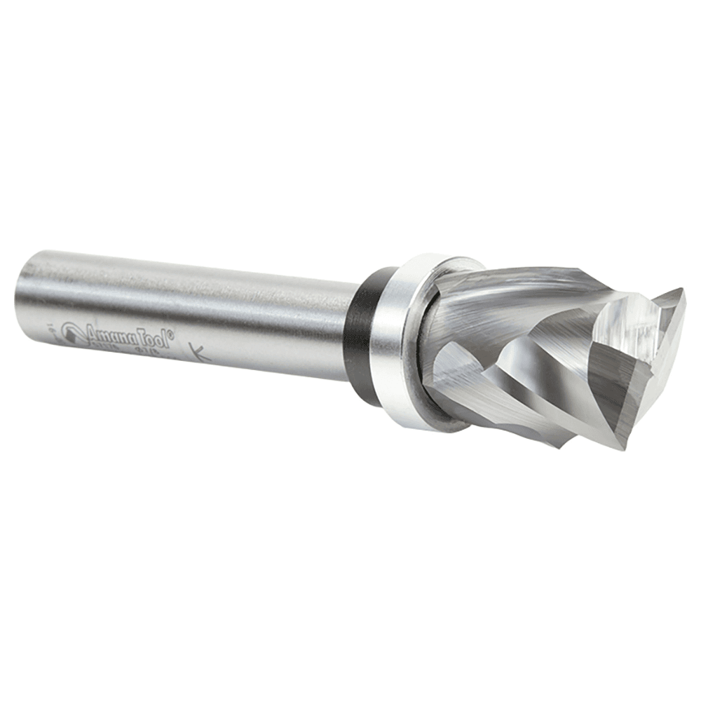 7/8" x 1-9/64" Solid Carbide (Brazed To Steel Shank) Spiral Pattern/Plunge Compression Bit, 1/2" Shank with Upper Ball Bearing Alt 3 - Image