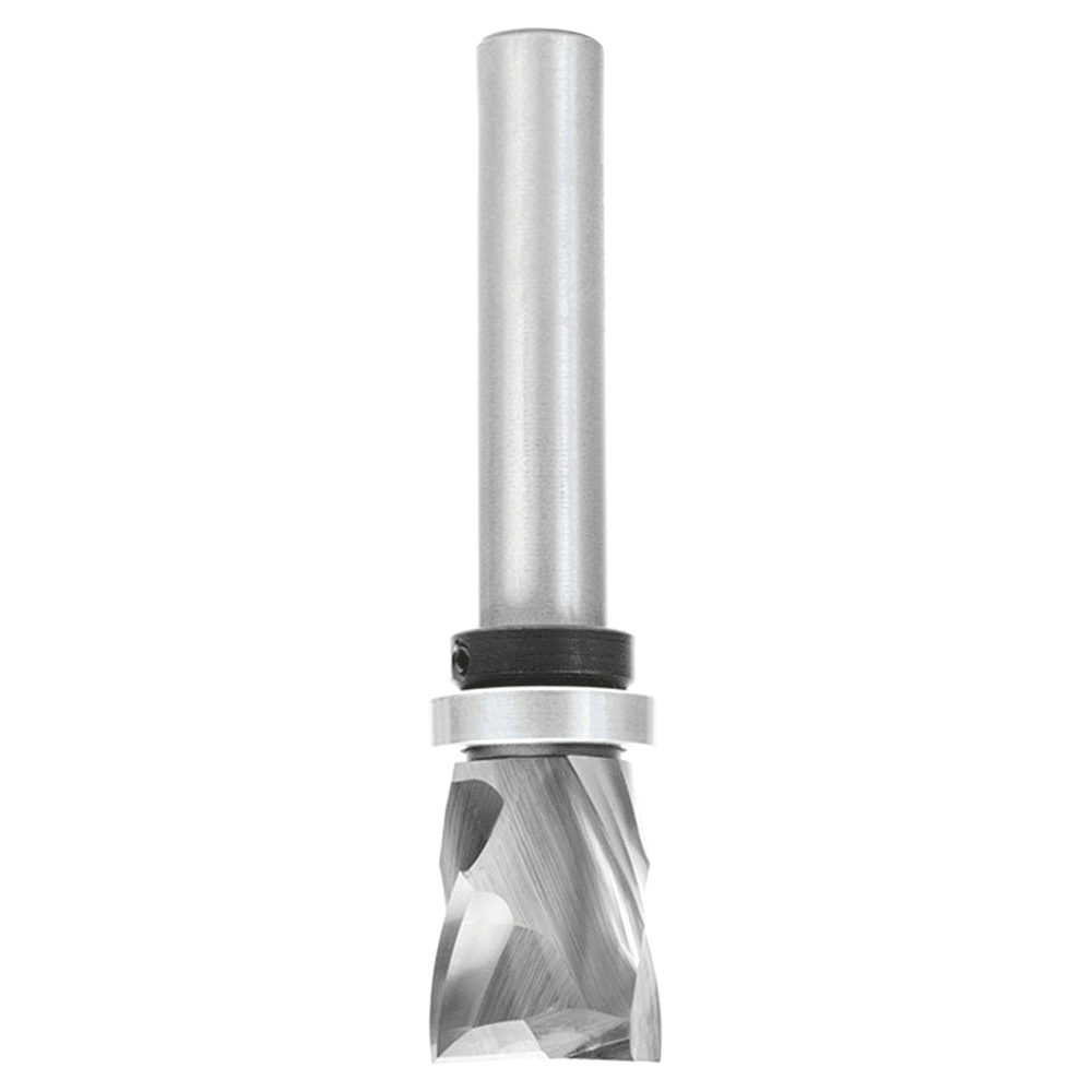 7/8" x 1-9/64" Solid Carbide (Brazed To Steel Shank) Spiral Pattern/Plunge Compression Bit, 1/2" Shank with Upper Ball Bearing Main - Image