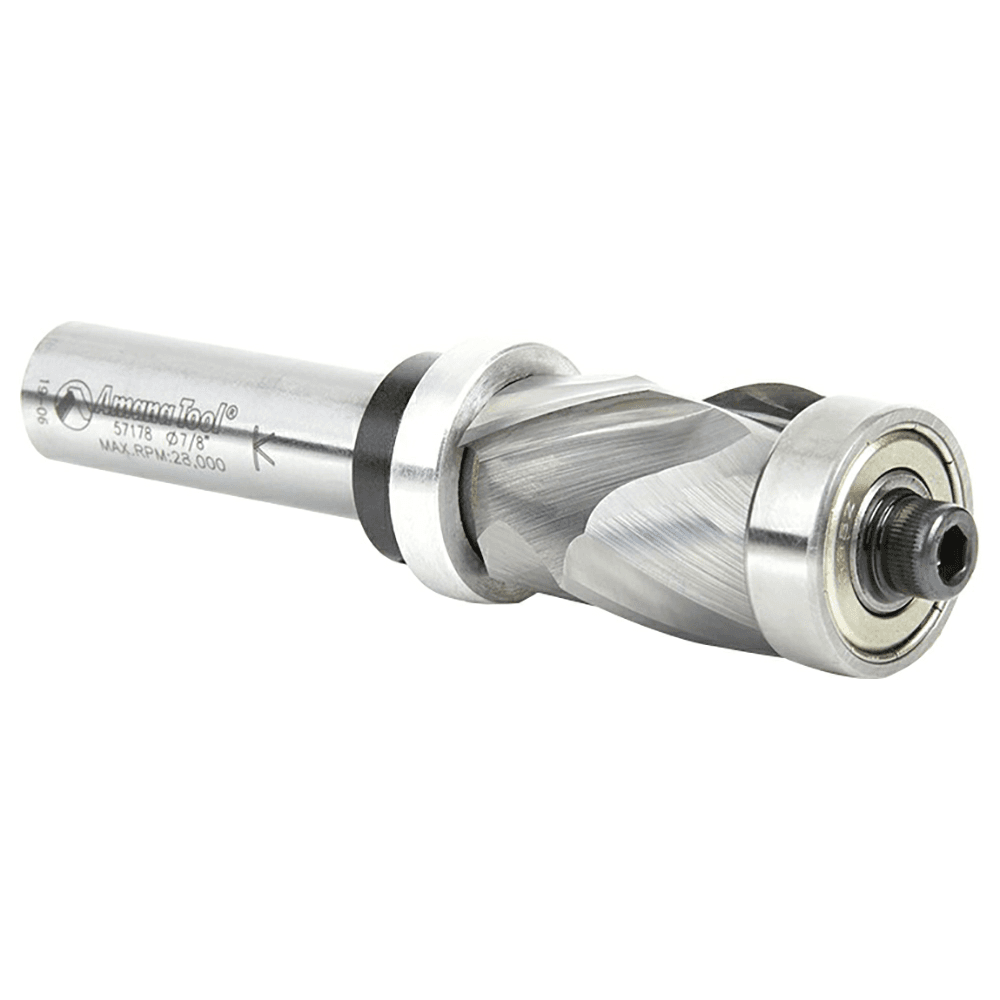 7/8" x 3-3/4" Spiral Flush Trim Compression Bit with Upper/Lower Ball Bearing, 2-Flute, 1/2" Shank - Alt Image 2
