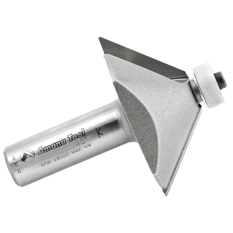 2" x 2-5/8" Chamfer Router Bit with Ball Bearing Guide Solid Surface, 2-Flute, 1/2" Shank - Alt Image 1