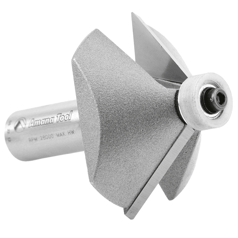 2" x 2-5/8" Chamfer Router Bit with Ball Bearing Guide Solid Surface, 2-Flute, 1/2" Shank - Alt Image 2