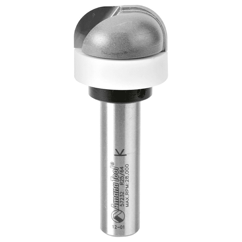 1-1/8" x 3/8" Radius Cove Bit/Backsplash with Bearing Guide Solid Surface, 2-Flute, 1/2" Shank - Main Image