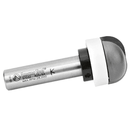 1-1/8" x 3/8" Radius Cove Bit/Backsplash with Bearing Guide Solid Surface, 2-Flute, 1/2" Shank - Alt Image 1