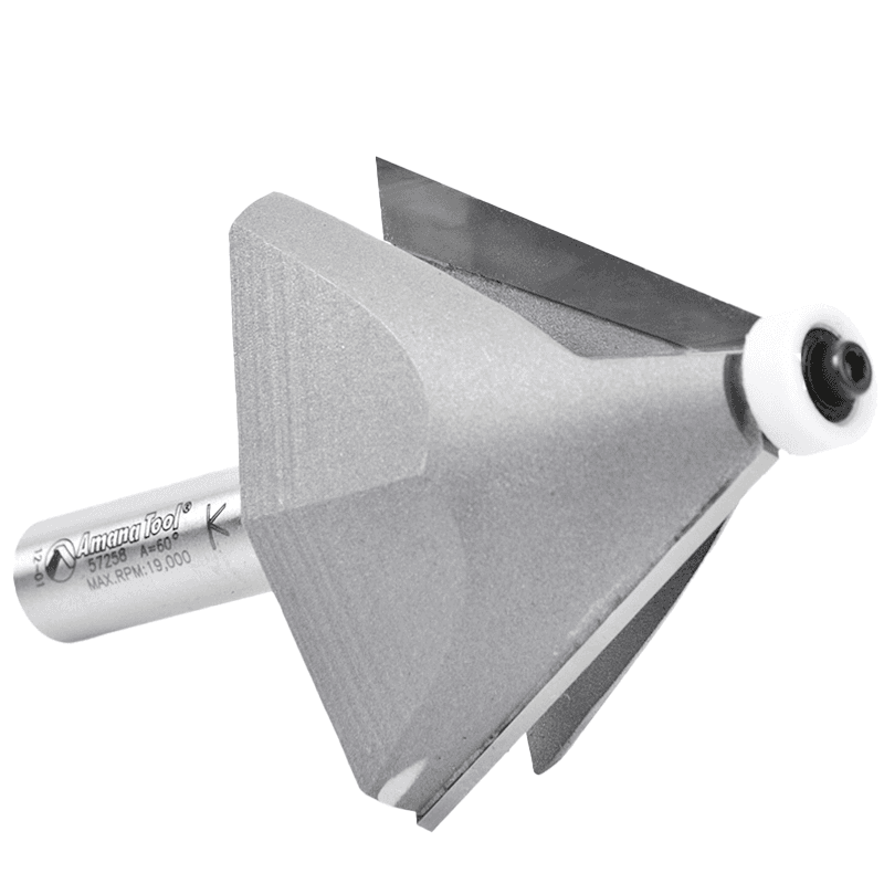 2-17/32" x 3-5/8" Chamfer Router Bit with Ball Bearing Guide Solid Surface, 2-Flute, 1/2" Shank - Alt Image 2