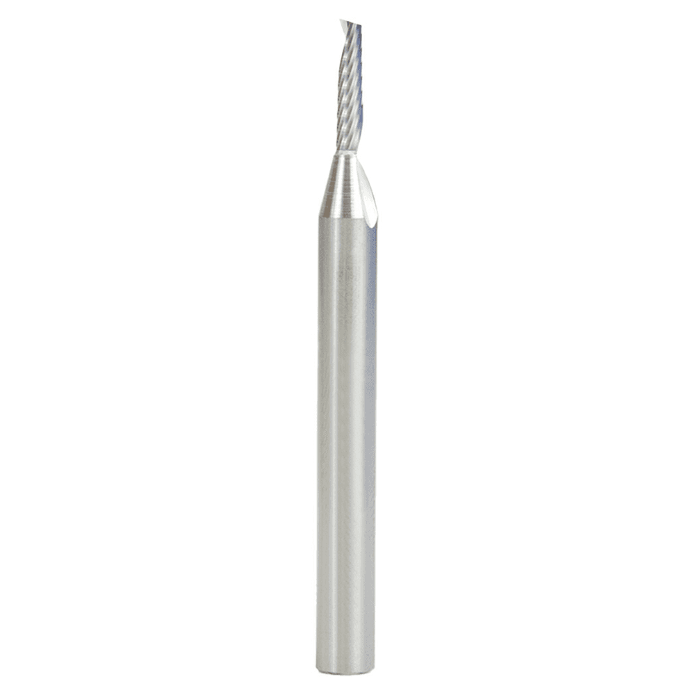 3mm Dia x 12mm Metric Solid Carbide CNC Spiral 'O' Single Flute, Aluminum Cutting, 6mm Shank, 64mm Long Up-Cut Router Bit Main - Image