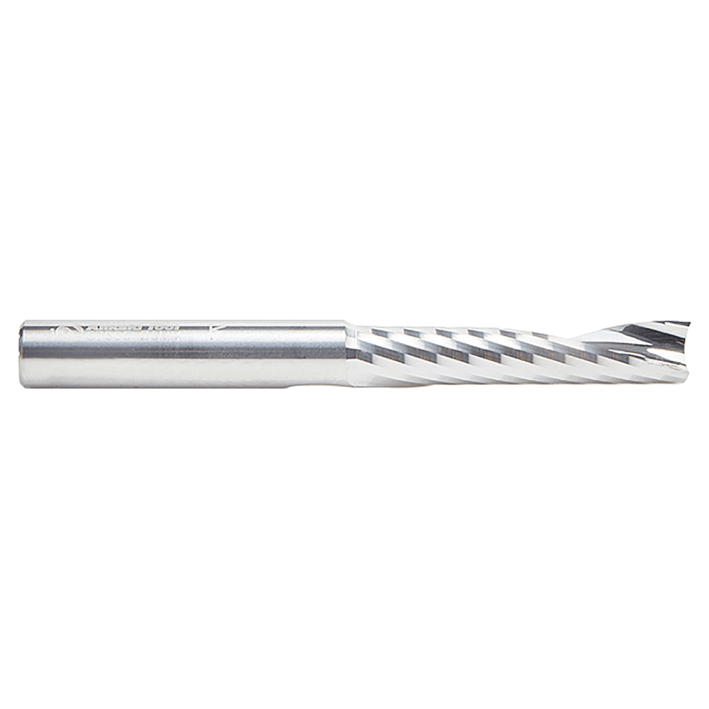 8mm Dia x 38mm Metric Solid Carbide CNC Spiral 'O' Single Flute, Aluminum Cutting, 8mm Shank, 76mm Long Up-Cut Router Bit Alt 1 - Image