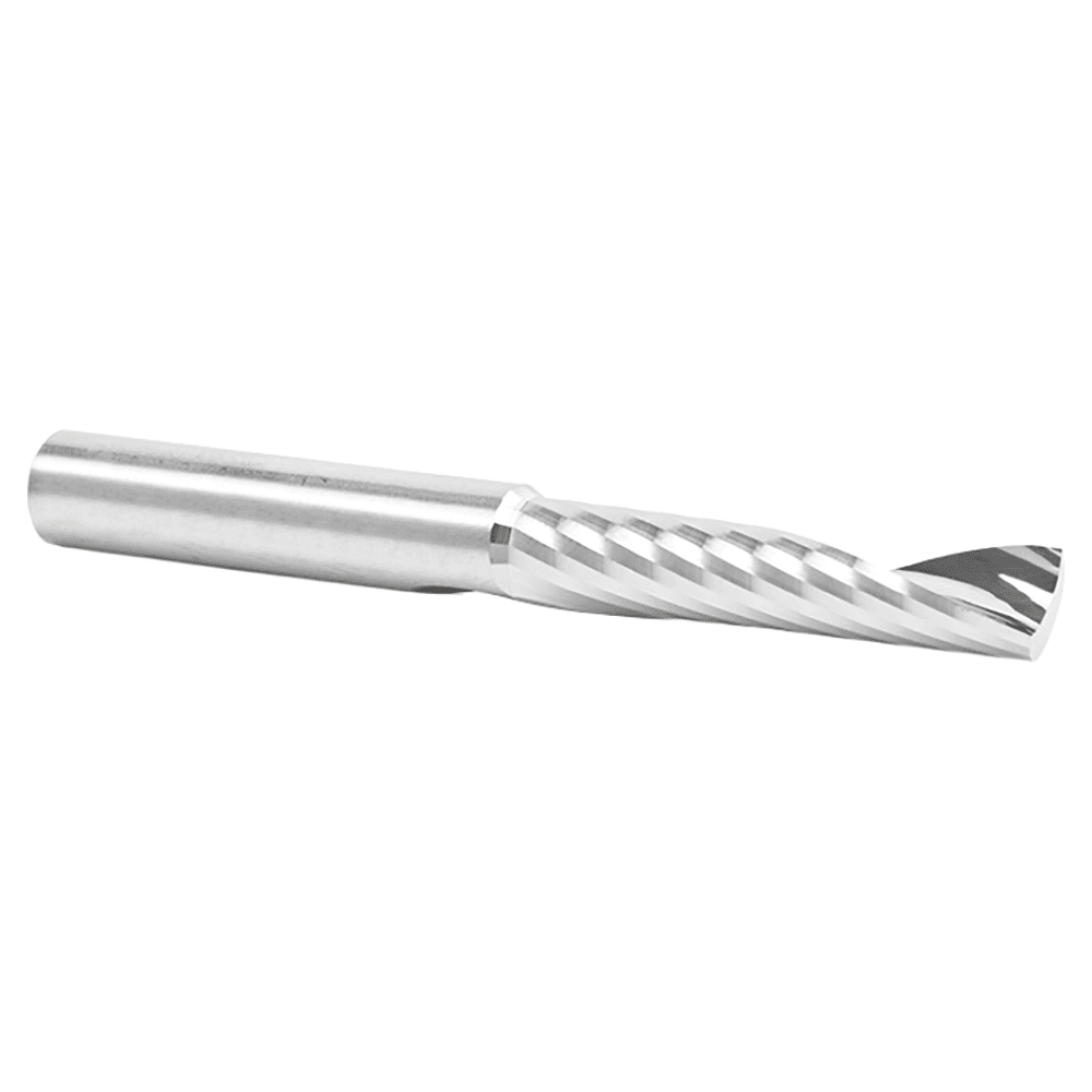 8mm Dia x 38mm Metric Solid Carbide CNC Spiral 'O' Single Flute, Aluminum Cutting, 8mm Shank, 76mm Long Up-Cut Router Bit Alt 2 - Image