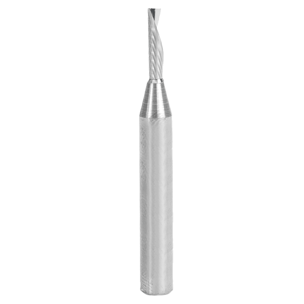 3mm Dia x 12mm Solid Carbide CNC Spiral 'O' Single Flute, Aluminum Cutting, 6mm Shank, 50mm Long Down-Cut Router Bit Alt 1 - Image