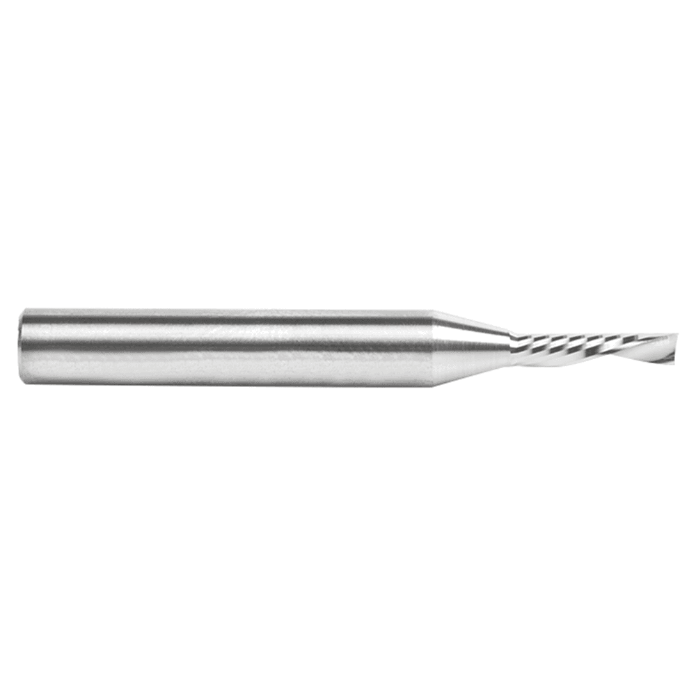 3mm Dia x 12mm Solid Carbide CNC Spiral 'O' Single Flute, Aluminum Cutting, 6mm Shank, 50mm Long Down-Cut Router Bit Alt 2 - Image