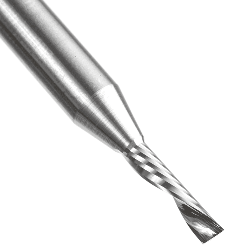 3mm Dia x 12mm Solid Carbide CNC Spiral 'O' Single Flute, Aluminum Cutting, 6mm Shank, 50mm Long Down-Cut Router Bit Alt 5 - Image