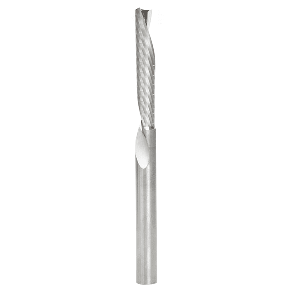 6mm Dia x 32mm Solid Carbide CNC Spiral 'O' Single Flute, Aluminum Cutting, 6mm Shank, 76mm Long Down-Cut Router Bit Alt 1 - Image