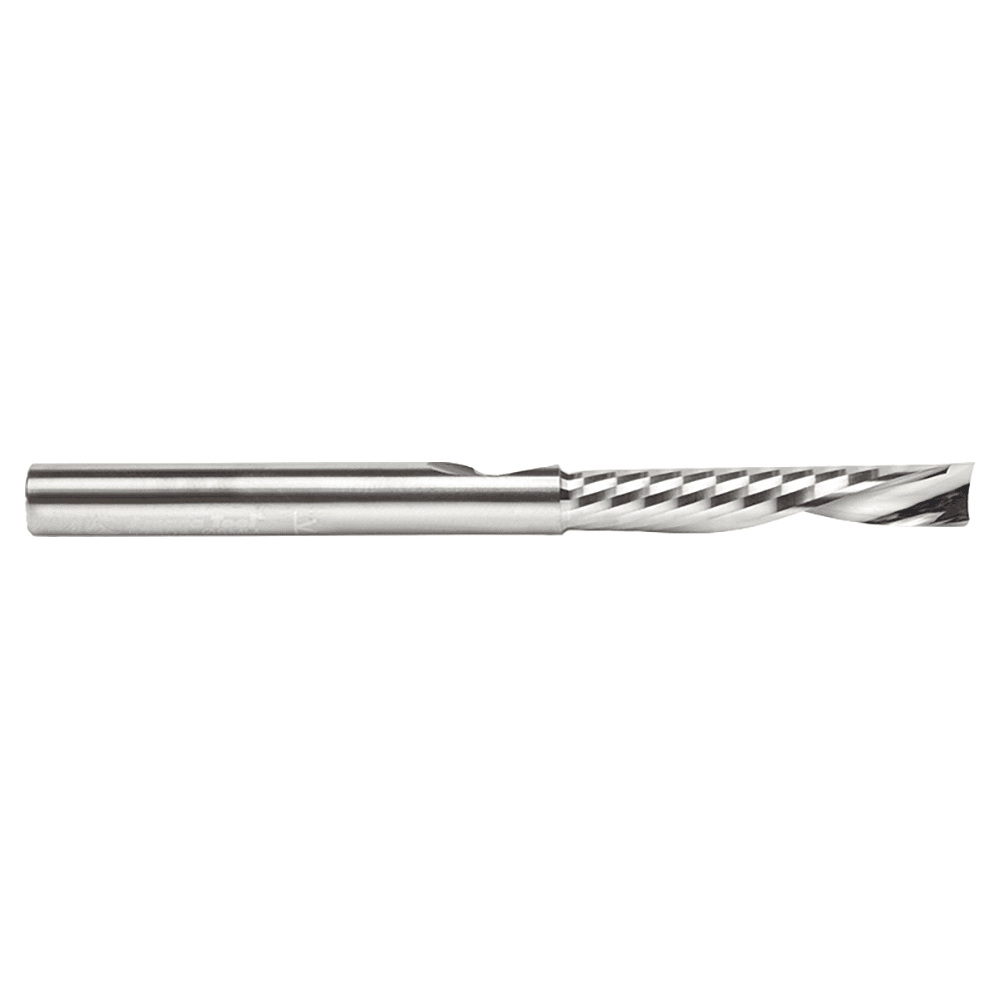 6mm Dia x 32mm Solid Carbide CNC Spiral 'O' Single Flute, Aluminum Cutting, 6mm Shank, 76mm Long Down-Cut Router Bit Alt 2 - Image