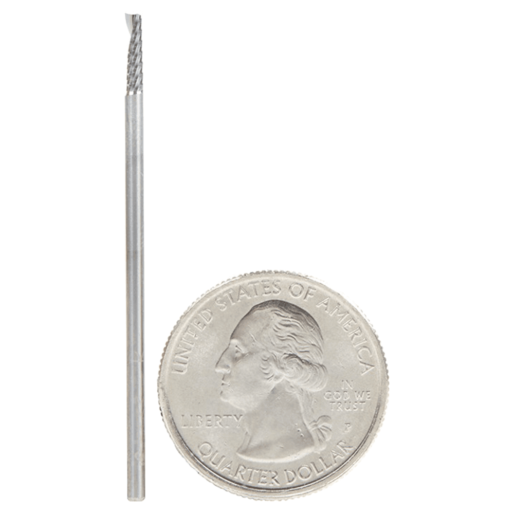 2mm Dia x 8mm Metric Solid Carbide CNC Spiral 'O' Single Flute, Plastic Cutting, 2mm Shank, 50mm Long Up-Cut Router Bit Alt 1 - Image