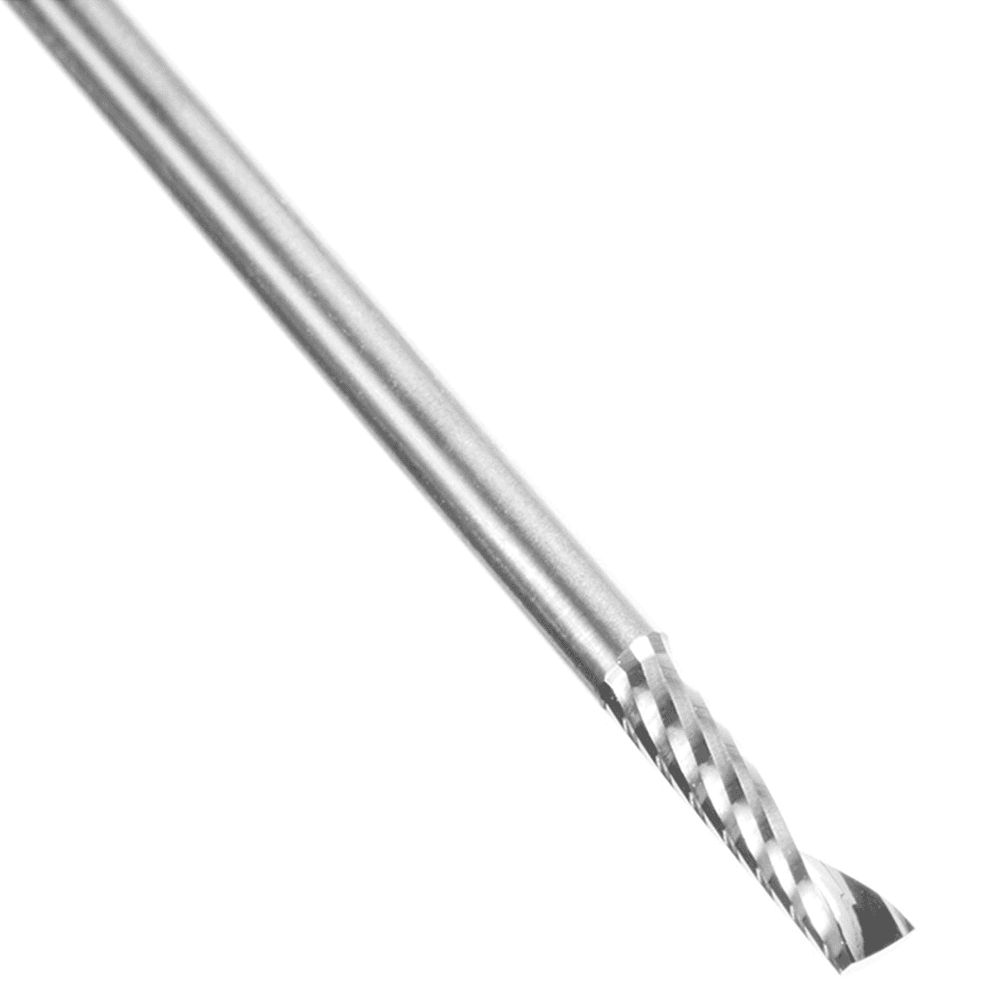 2mm Dia x 8mm Metric Solid Carbide CNC Spiral 'O' Single Flute, Plastic Cutting, 2mm Shank, 50mm Long Up-Cut Router Bit Alt 4 - Image