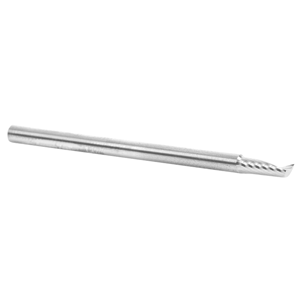 3mm Dia x 8mm Metric Solid Carbide CNC Spiral 'O' Single Flute, Plastic Cutting, 3mm Shank, 50mm Long Up-Cut Router Bit Alt 3 - Image