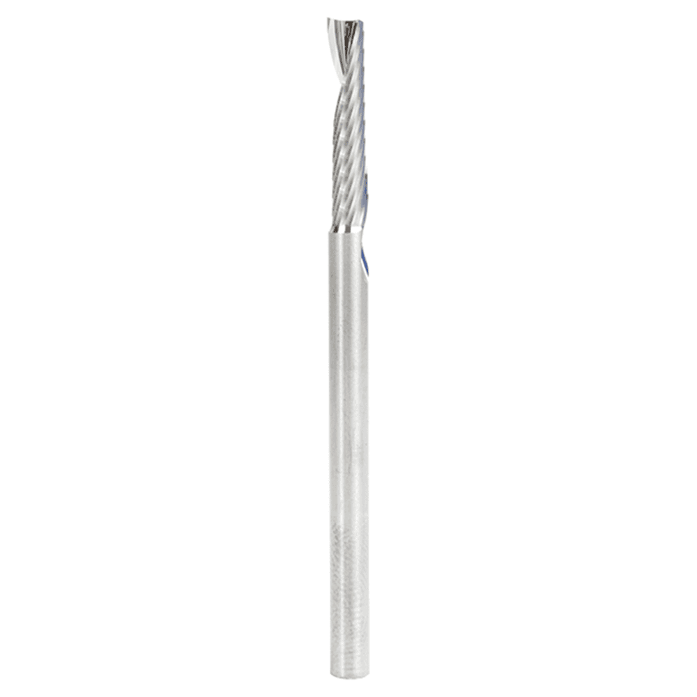 4mm Dia x 20mm Metric Solid Carbide CNC Spiral 'O' Single Flute, Plastic Cutting, 4mm Shank, 64mm Long Up-Cut Router Bit Alt 1 - Image