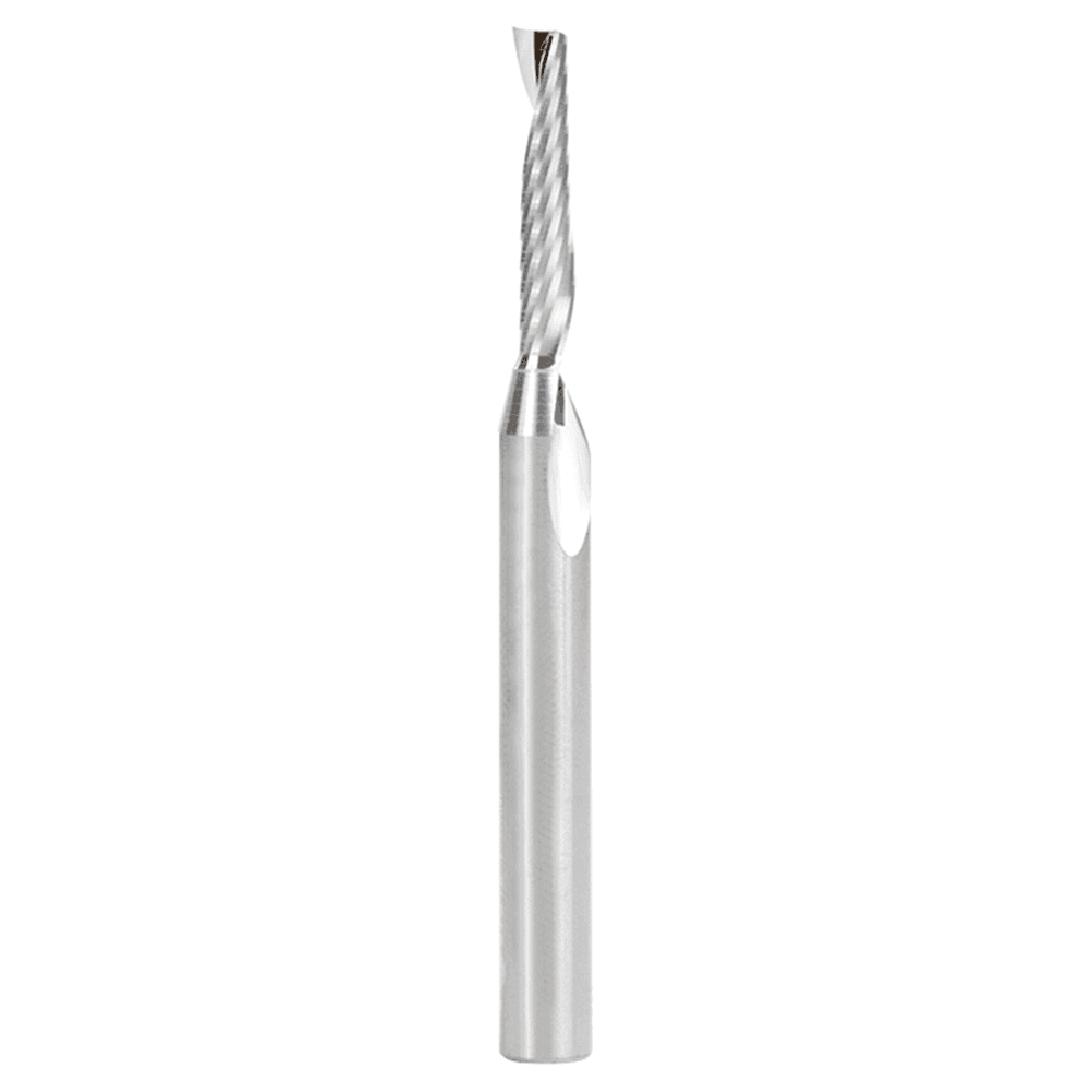 4mm Dia x 20mm Metric Solid Carbide CNC Spiral 'O' Single Flute, Plastic Cutting, 6mm Shank, 64mm Long Up-Cut Router Bit Alt 1 - Image