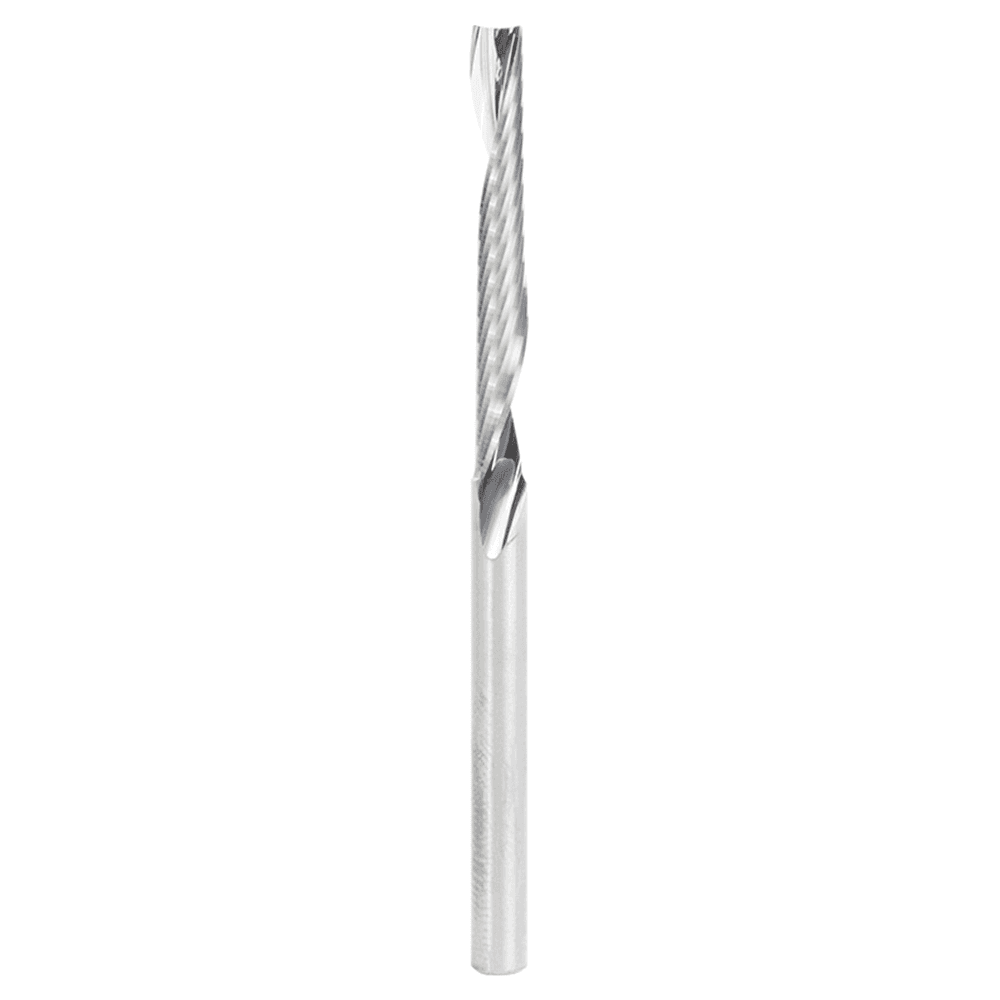 4mm Dia x 30mm Metric Solid Carbide CNC Spiral 'O' Single Flute, Plastic Cutting, 4mm Shank, 64mm Long Up-Cut Router Bit Alt 1 - Image