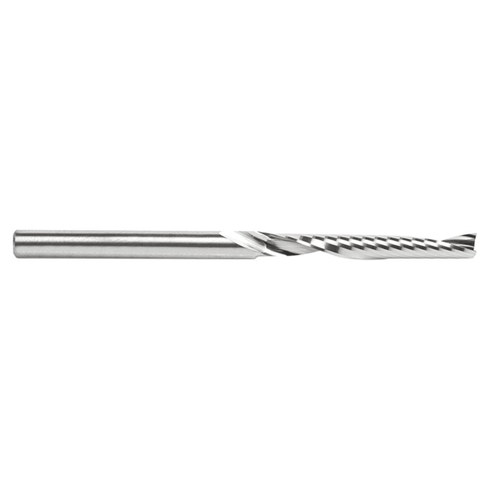 4mm Dia x 30mm Metric Solid Carbide CNC Spiral 'O' Single Flute, Plastic Cutting, 4mm Shank, 64mm Long Up-Cut Router Bit Alt 2 - Image