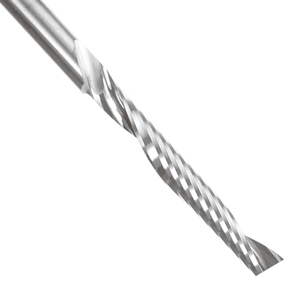 4mm Dia x 30mm Metric Solid Carbide CNC Spiral 'O' Single Flute, Plastic Cutting, 4mm Shank, 64mm Long Up-Cut Router Bit Alt 4 - Image