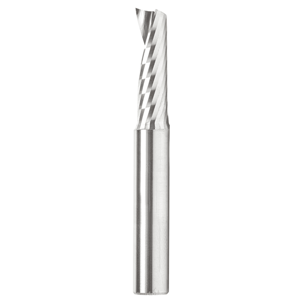 8mm Dia x 25mm Metric Solid Carbide CNC Spiral 'O' Single Flute, Plastic Cutting, 8mm Shank, 64mm Long Up-Cut Router Bit Alt 1 - Image