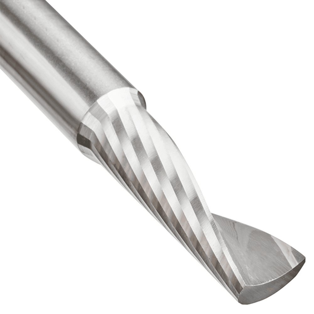 8mm Dia x 25mm Metric Solid Carbide CNC Spiral 'O' Single Flute, Plastic Cutting, 8mm Shank, 64mm Long Up-Cut Router Bit Alt 4 - Image