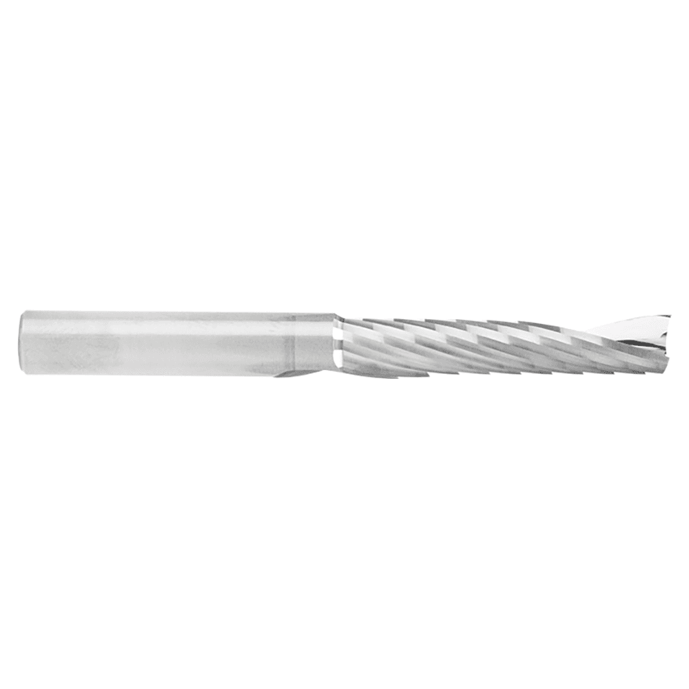 8mm Dia x 38mm Metric Solid Carbide CNC Spiral 'O' Single Flute, Plastic Cutting, 8mm Shank, 76mm Long Up-Cut Router Bit Alt 2 - Image