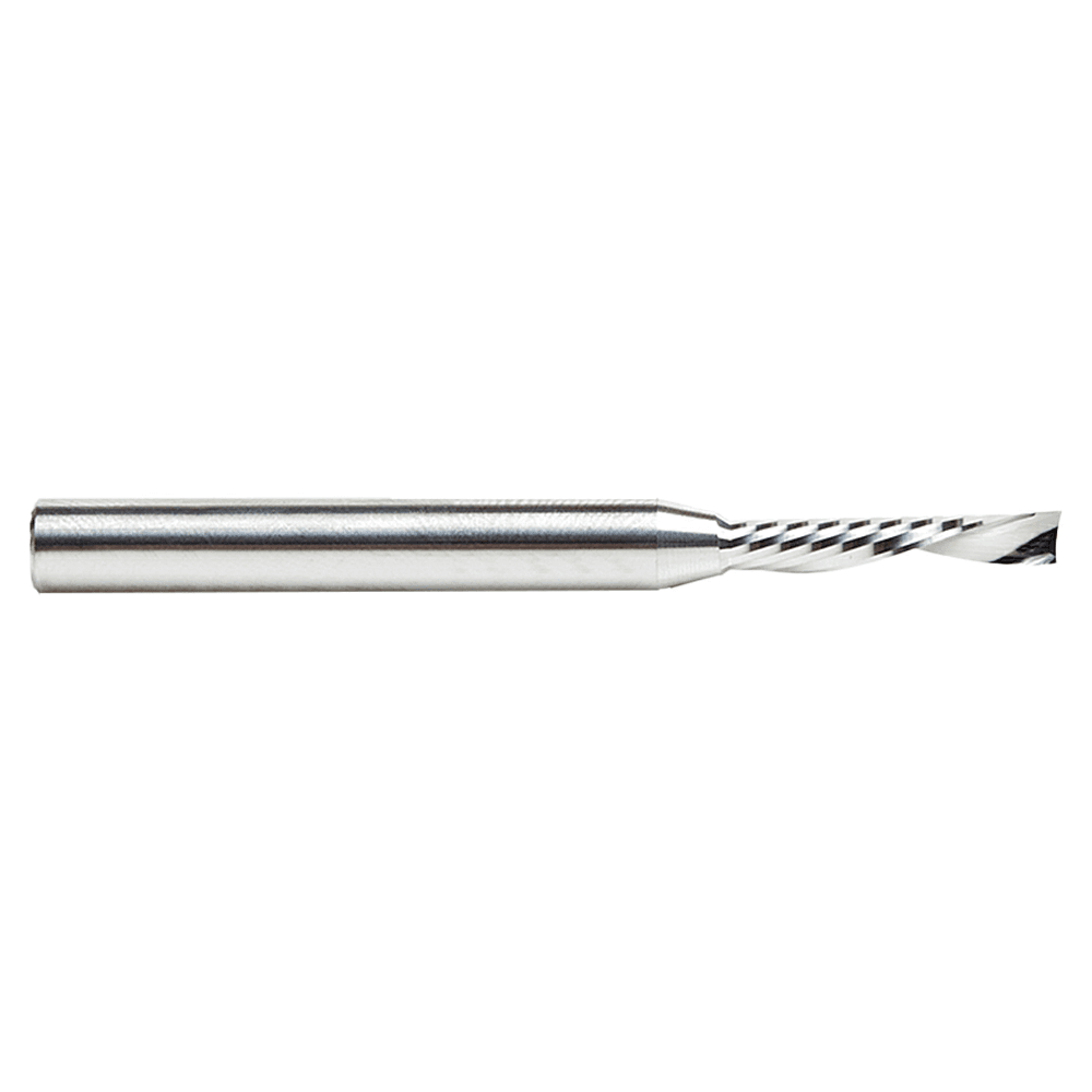 4mm Dia x 20mm Metric Solid Carbide CNC Spiral 'O' Single Flute, Plastic Cutting, 6mm Shank, 64mm Long Down-Cut Router Bit Alt 1 - Image