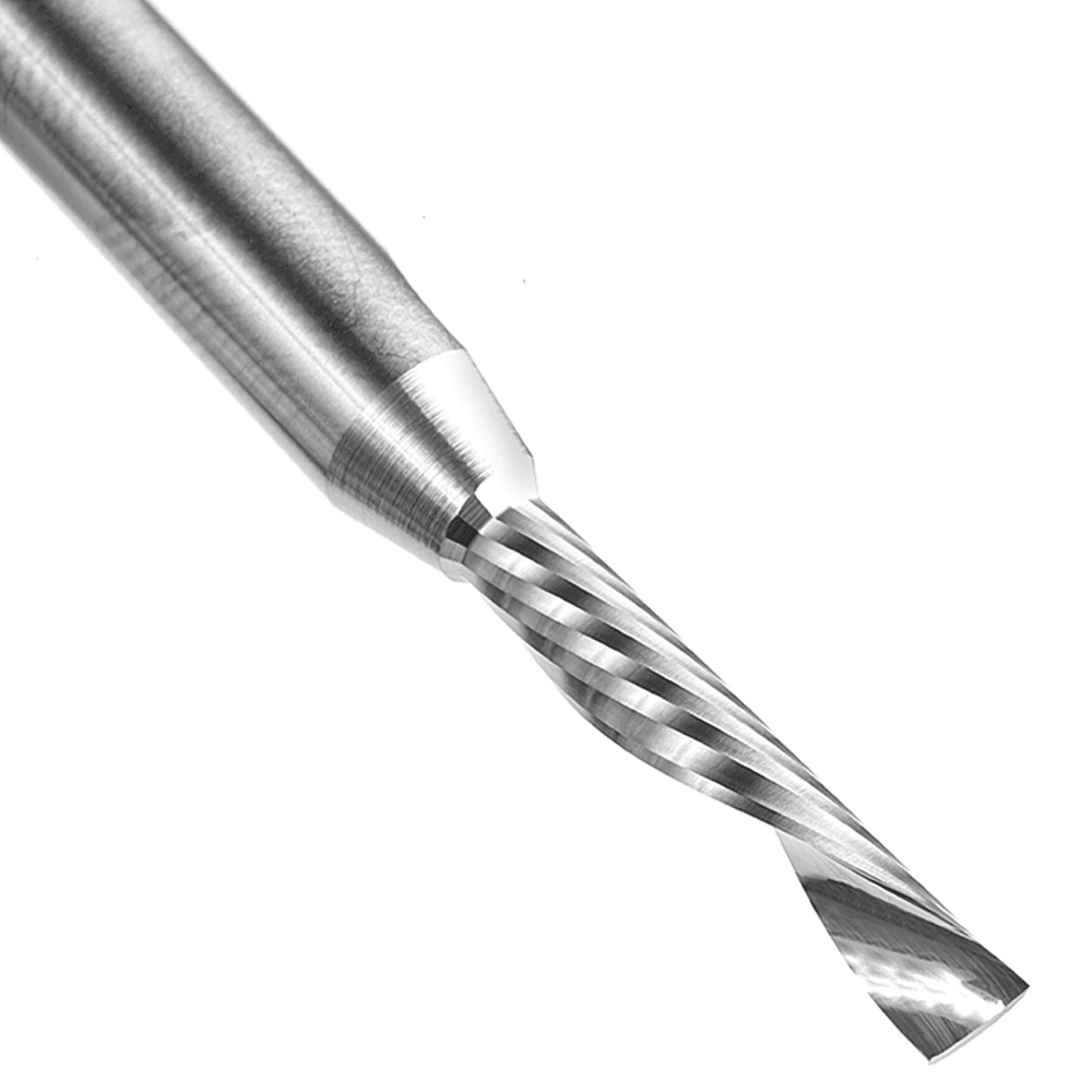 4mm Dia x 20mm Metric Solid Carbide CNC Spiral 'O' Single Flute, Plastic Cutting, 6mm Shank, 64mm Long Down-Cut Router Bit Alt 3 - Image