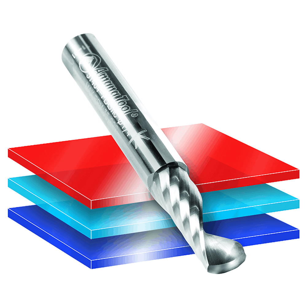4mm Dia x 20mm Metric Solid Carbide CNC Spiral 'O' Single Flute, Plastic Cutting, 6mm Shank, 64mm Long Down-Cut Router Bit Alt 4 - Image