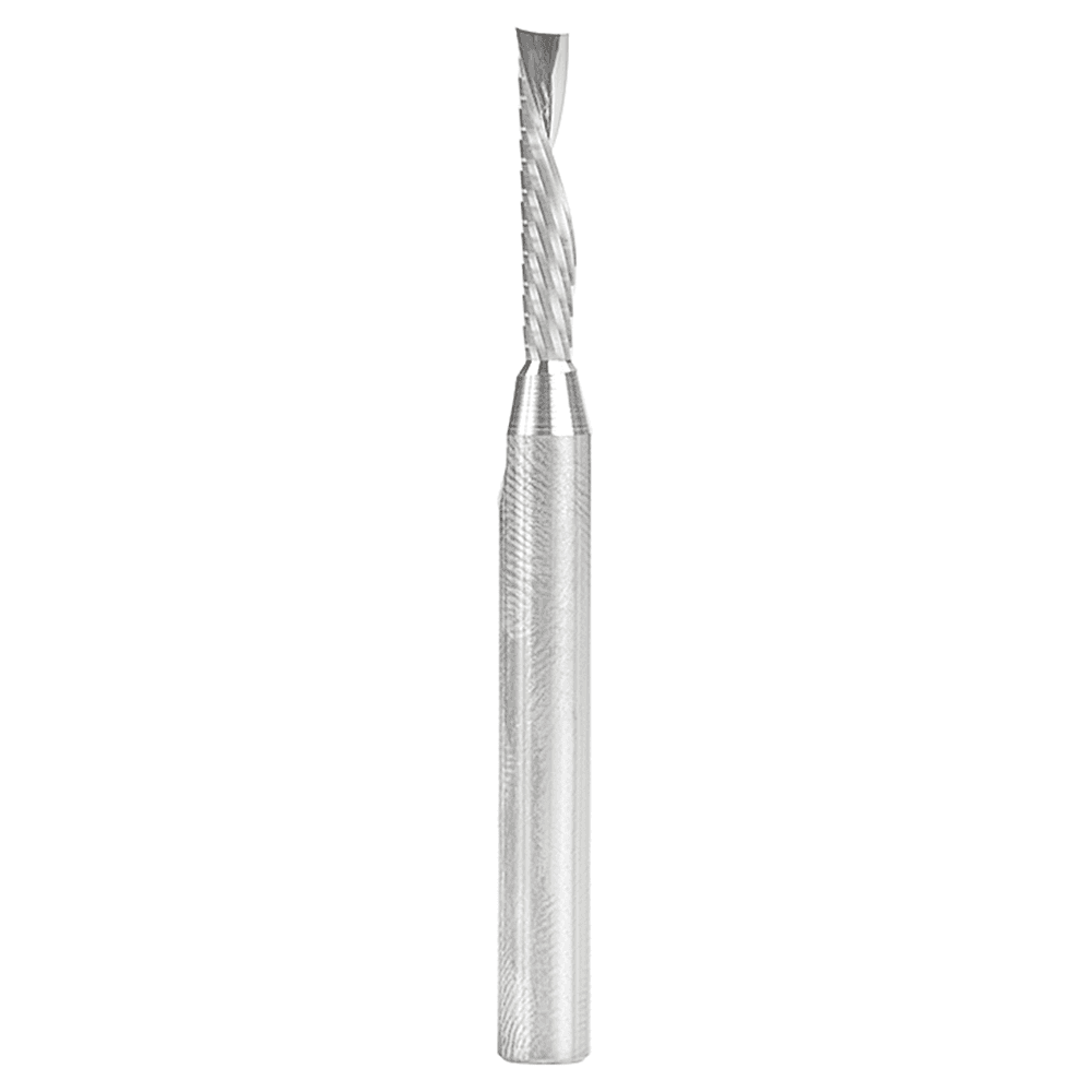 4mm Dia x 20mm Metric Solid Carbide CNC Spiral 'O' Single Flute, Plastic Cutting, 6mm Shank, 64mm Long Down-Cut Router Bit Main - Image