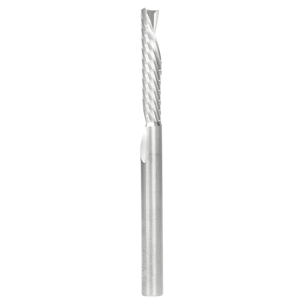 6mm Dia x 30mm Metric Solid Carbide CNC Spiral 'O' Single Flute, Plastic Cutting, 6mm Shank, 76mm Long Down-Cut Router Bit Alt 1 - Image