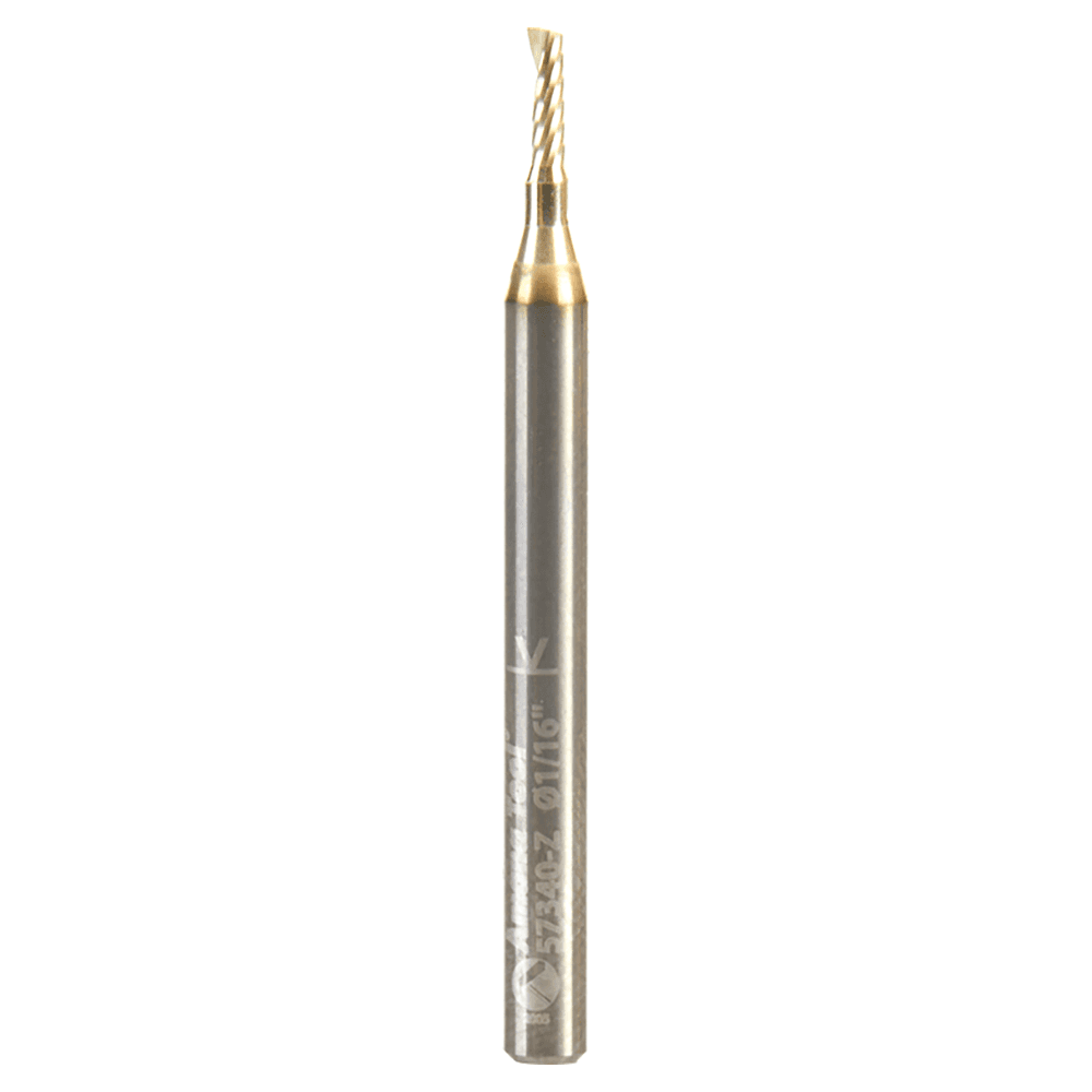 1/16" x 1-1/2" x 3/16" Up-Cut 'O' Aluminum Cutting CNC Spiral Router Bit, 1-Flute, 1/8" shank Alt 1 - Image