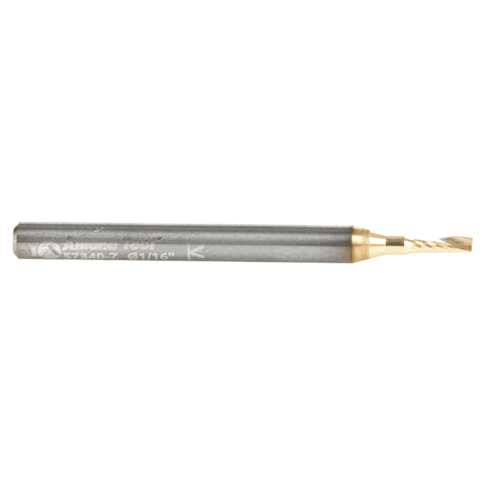 1/16" x 1-1/2" x 3/16" Up-Cut 'O' Aluminum Cutting CNC Spiral Router Bit, 1-Flute, 1/8" shank Alt 2 - Image