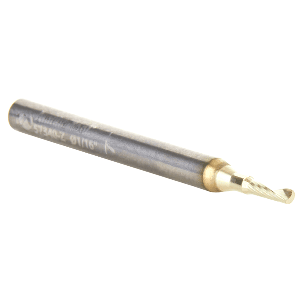 1/16" x 1-1/2" x 3/16" Up-Cut 'O' Aluminum Cutting CNC Spiral Router Bit, 1-Flute, 1/8" shank Alt 3 - Image
