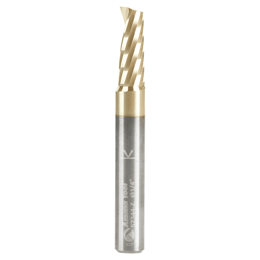 2" x 5/8" Up-Cut 'O' Aluminum Cutting CNC Spiral Router Bit, 1-Flute, 1/4" shank Alt 1 - Image