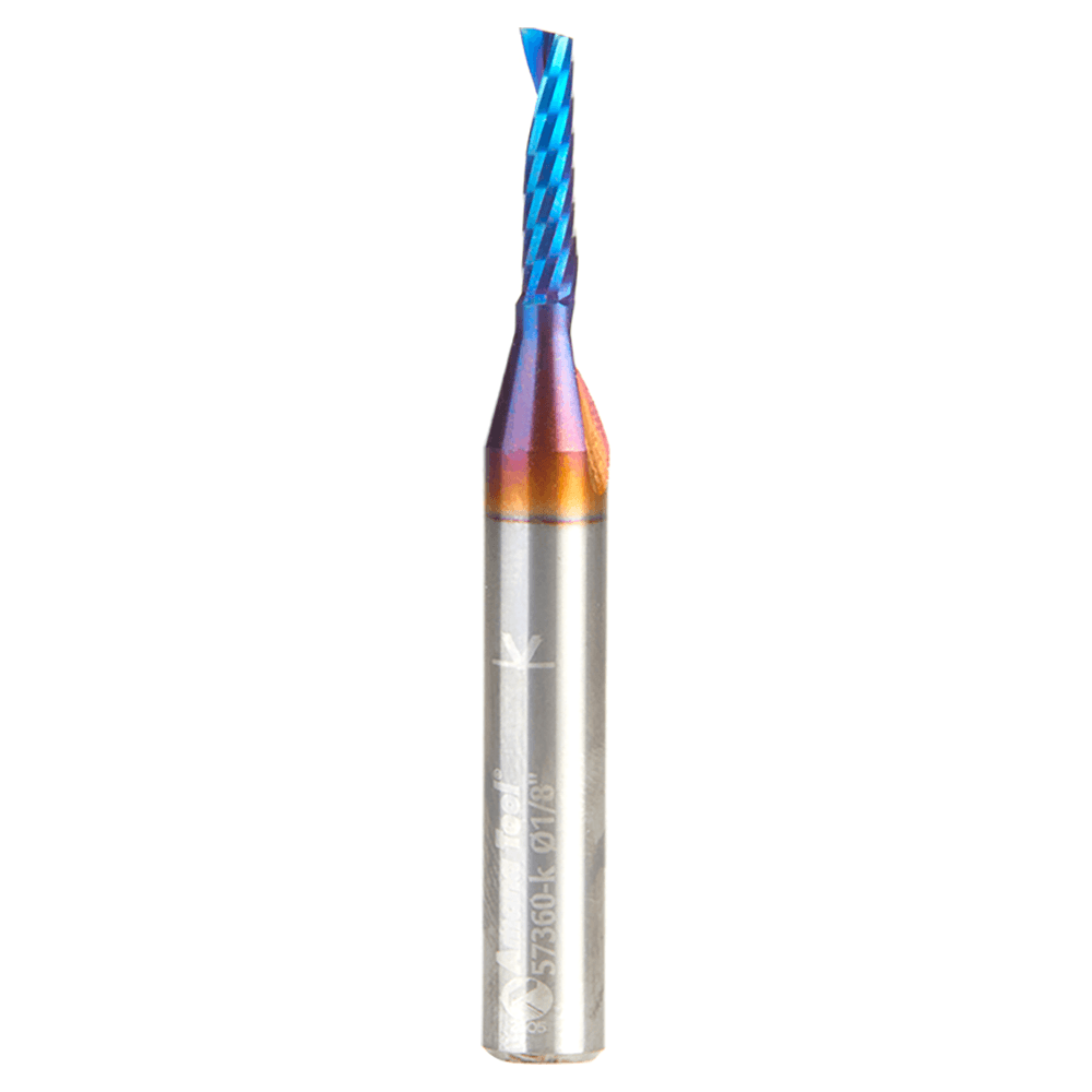 1/8" x 1/2" Spektra Extreme Tool Life Coated Up-Cut 'O' Plastic Cutting CNC Spiral Router Bit, 1-Flute, 1/4" Shank Alt 1 - Image