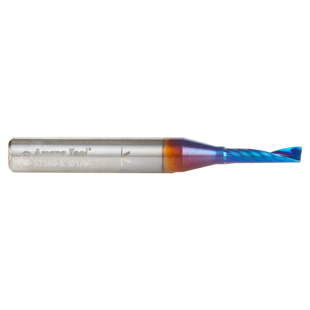 1/8" x 1/2" Spektra Extreme Tool Life Coated Up-Cut 'O' Plastic Cutting CNC Spiral Router Bit, 1-Flute, 1/4" Shank Alt 2 - Image
