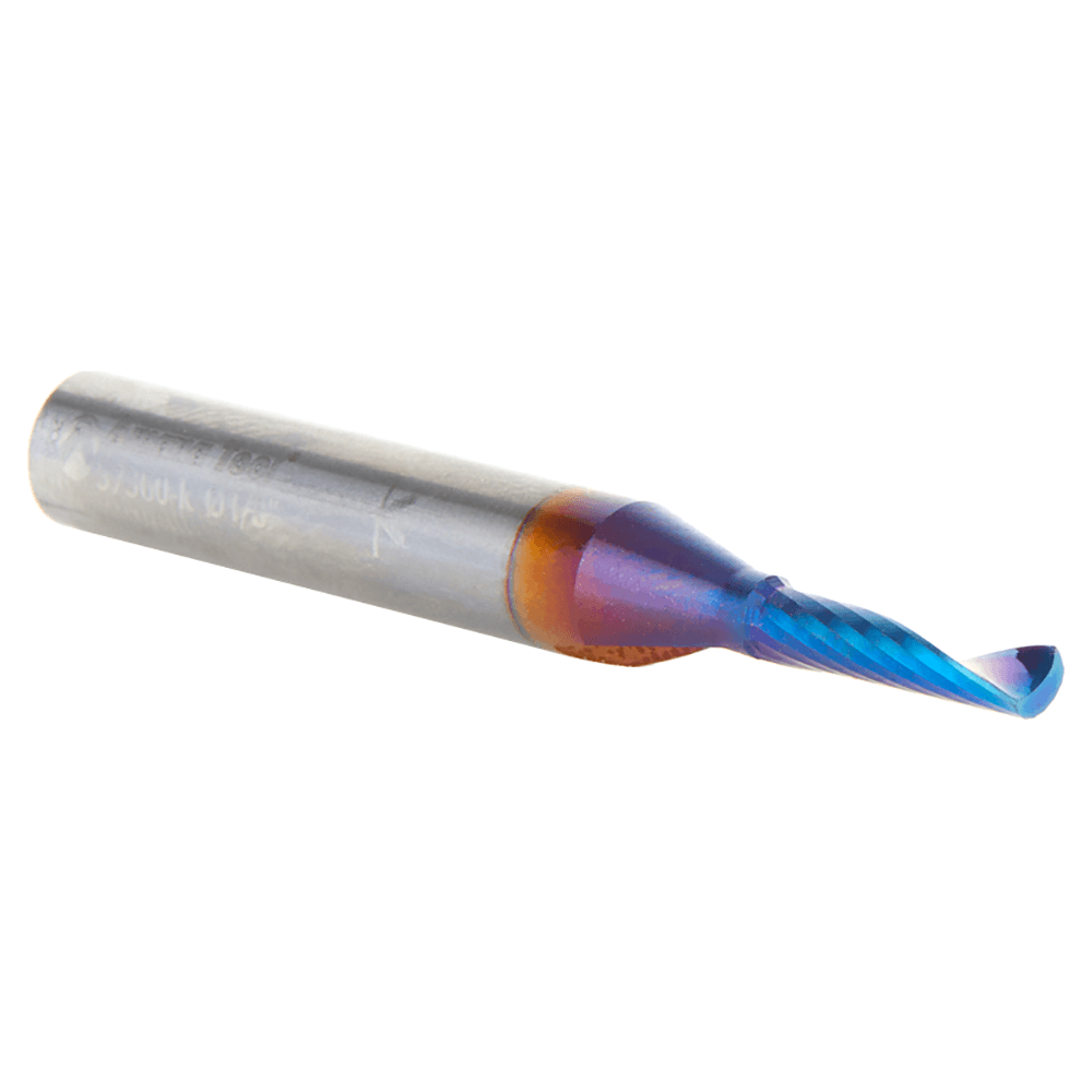 1/8" x 1/2" Spektra Extreme Tool Life Coated Up-Cut 'O' Plastic Cutting CNC Spiral Router Bit, 1-Flute, 1/4" Shank Alt 3 - Image