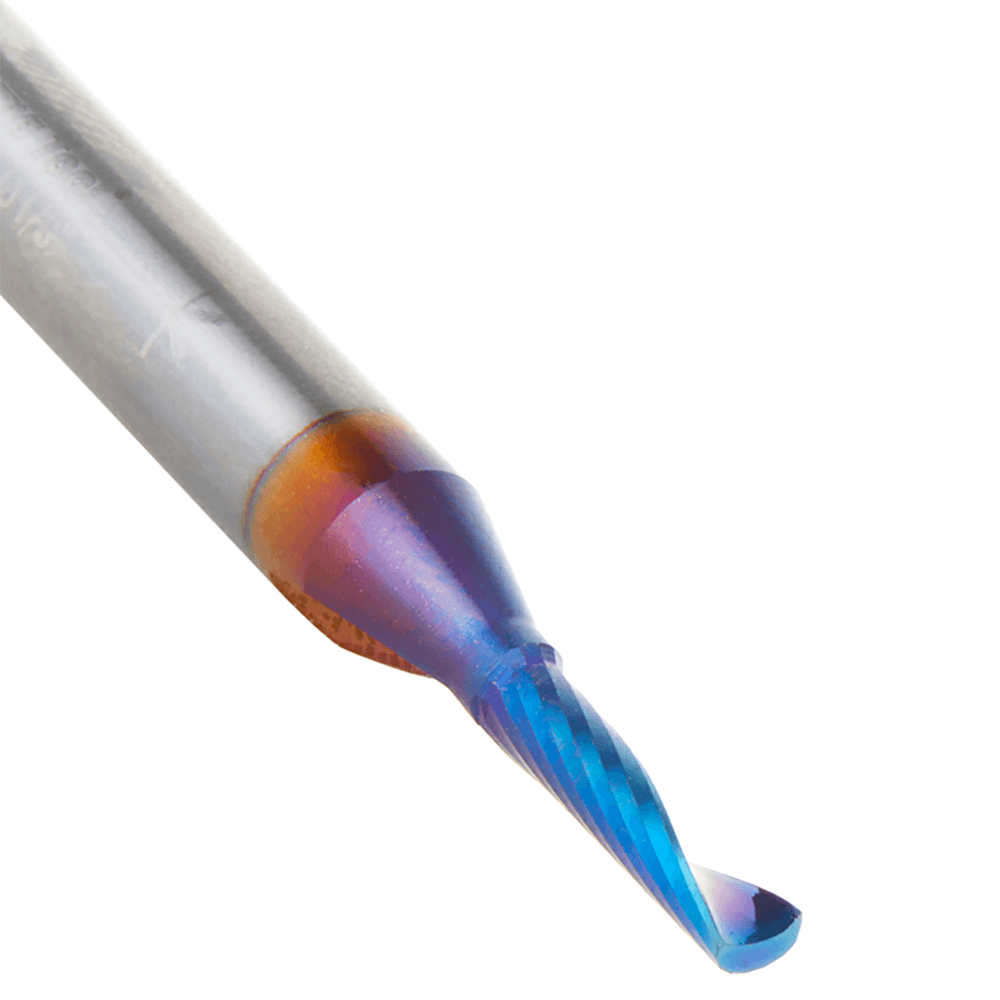 1/8" x 1/2" Spektra Extreme Tool Life Coated Up-Cut 'O' Plastic Cutting CNC Spiral Router Bit, 1-Flute, 1/4" Shank Alt 4 - Image