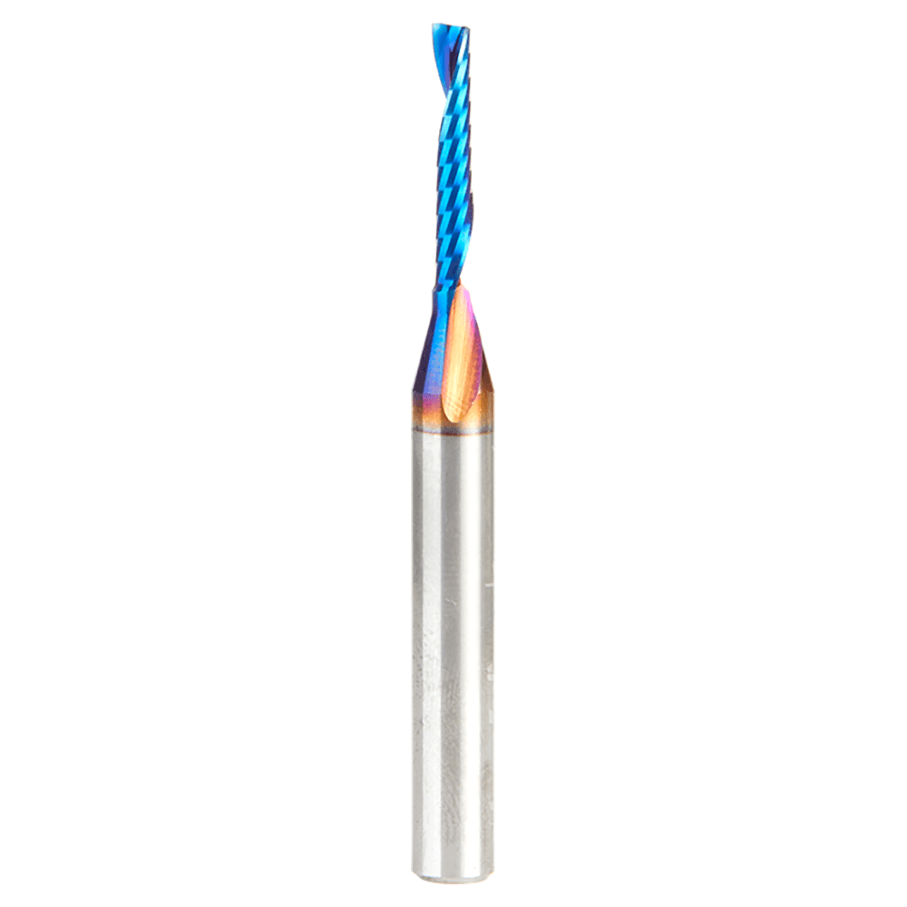 1/8" x 3/4" Spektra Extreme Tool Life Coated Up-Cut 'O' Plastic Cutting CNC Spiral Router Bit, 1-Flute, 1/4" Shank Alt 1 - Image