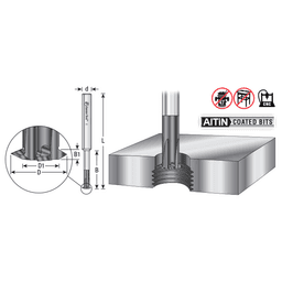 8mm x 24mm AlTiN Coated Solid Carbide CNC Single Form Threadmill Bit, 4-Flute, 8mm Shank Alt 1 - Image
