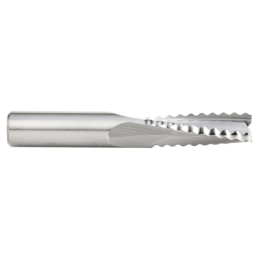 3/8" Dia x 1" CNC Solid Carbide Roughing Spiral 3 Flute, Chipbreaker, 3/8" Shank Up-Cut Router Bit for Castle And Porter Cable Machines Alt 2 - Image