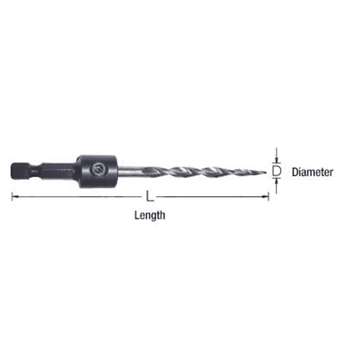 9/63-7/16" x 3-7/16" High-Speed Steel Drill Adapter with Taper Point Drill, 1/3-7/16" Hex Shank - Alt Image 3