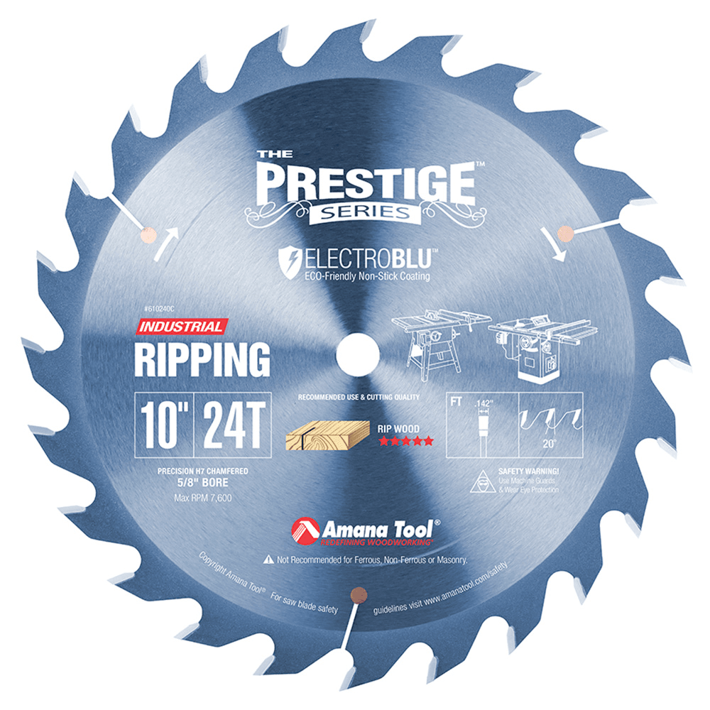 Prestige 10" x 24 Teeth Electro-Blu Coated Standard Ripping Saw Blade - Main Image