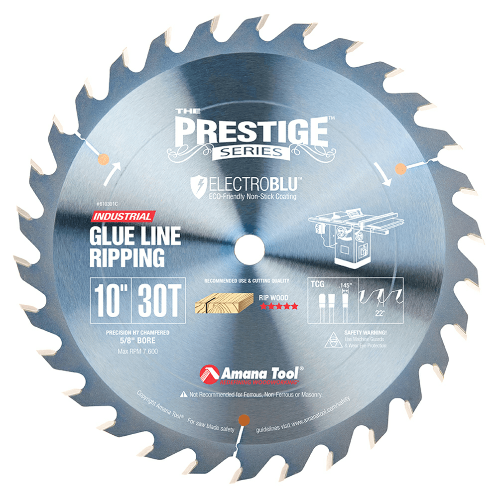 Prestige 10" x 30" Teeth Electro-Blu Coated Glue Line Ripping Saw Blade - Main Image