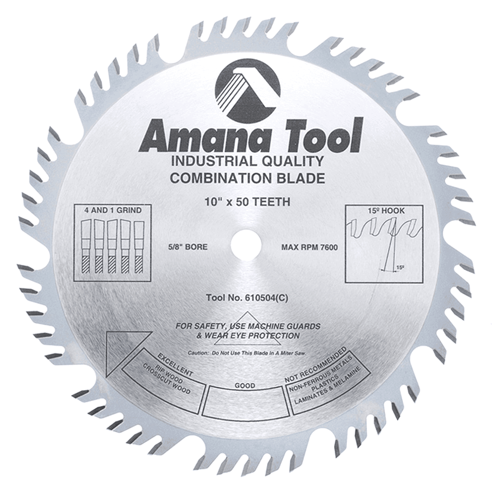 10" x 50 Teeth Combination Rip/Cross-Cut Saw Blade, 3.4mm Kerf - Main Image